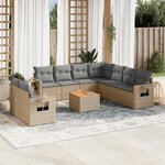 vidaXL Salon de jardin avec coussins 10 Pièces beige résine tressée