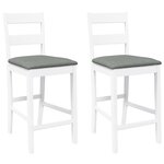 vidaXL Tabourets de bar avec coussins 2 Pièces blanc bois massif d'hévéa