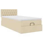 vidaXL Lit ottoman avec matelas crème 100x200 cm tissu
