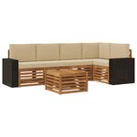vidaXL Ensemble de canapés d'extérieur 6 pc Naturel et Beige Polyester