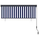 vidaXL Store Roulant Extérieur Rayé Bleu et blanc 180 x 250 cm tissu