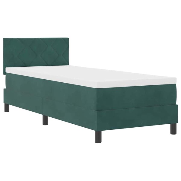 Lit Box Spring vidaXL avec Matelas & LED Vert Foncé 80x200 cm Velours