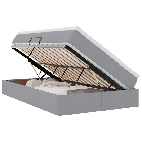 vidaXL Lit avec rangement et matelas Gris clair 120 x 200 cm Polyester