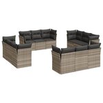 vidaXL Salon de jardin avec coussins 12 Pièces gris clair résine tressée