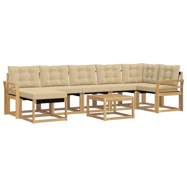 vidaXL Ensemble de canapés d'extérieur 8 Pièces Blanc et Beige