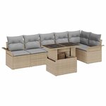vidaXL Ensemble de canapé de jardin 7 Pièces Beige Poly rotin