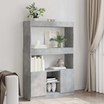 vidaXL Buffet haut gris béton 92x33x140 cm bois d'ingénierie