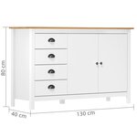 vidaXL Buffet Hill Blanc 130x40x80 cm Bois de pin solide