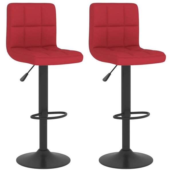 vidaXL Tabourets de bar lot de 2 rouge bordeaux tissu