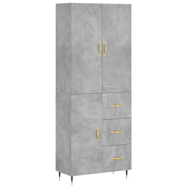 vidaXL Buffet haut Gris béton 69 5x34x180 cm Bois d'ingénierie