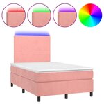 vidaXL Sommier à lattes de lit et matelas LED rose 120x190 cm velours