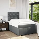 vidaXL Sommier à lattes de lit avec matelas gris foncé 120x190cm tissu