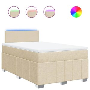 vidaXL Sommier à lattes de lit avec matelas crème 120x190 cm tissu