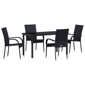 vidaXL Ensemble de salle à manger pour jardin 5 Pièces Noir