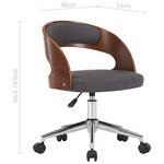 vidaXL Chaise pivotante de bureau Gris Bois courbé et tissu