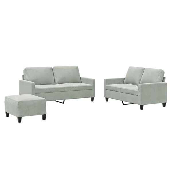 vidaXL Ensemble de canapés 3 Pièces avec coussins Gris clair Velours