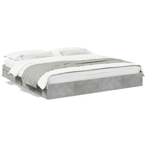 vidaXL Cadre de lit avec tiroirs sans matelas gris béton 180x200 cm