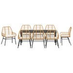 vidaXL Set de salle à manger de jardin 9 pièces avec coussins brun poly rattan