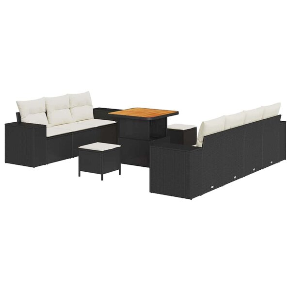 vidaXL Ensemble de canapé de jardin 10 Pièces Noir  Crème 80 x 80 x 71 cm