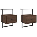 vidaXL Table de chevet murale 2 Pièces chêne marron 35x30x51 cm