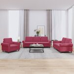 vidaXL Ensemble de canapés 3 Pièces avec coussins Rouge bordeaux Velours
