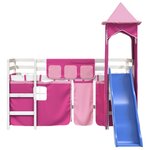 vidaXL Lit mezzanine enfants avec tour sans matelas rose 90x200 cm
