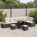 vidaXL Ensemble de canapé de jardin avec coussin 9 Pièces Noir et Crème