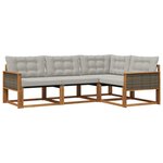 vidaXL Ensemble de canapés d'extérieur 4 pc Naturel et gris clair