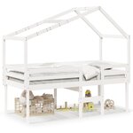 vidaXL Lit haut avec toit blanc 90x200 cm bois de pin massif