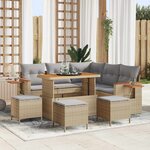 vidaXL Ensemble de canapé de jardin 9 Pièces Beige polyrotin