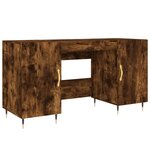 Bureau table poste de travail meuble d'ordinateur informatique étude chêne fumé 140 x 50 x 75 cm bois d'ingénierie brun 02_0023579