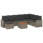 vidaXL Salon de jardin 9 Pièces avec coussins gris résine tressée