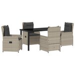 Ensemble de salle à manger de jardin 5 pièces gris clair poly rotin vidaXL