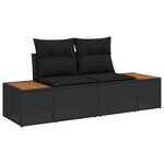 vidaXL Ensemble de Salle à Manger de Jardin 5 Pièces avec Coussins Noir Poly Rotin Acacia