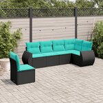vidaXL Salon de jardin 6 Pièces avec coussins noir résine tressée
