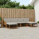 vidaXL Ensemble de canapés d'extérieur 6 pc Naturel et gris clair
