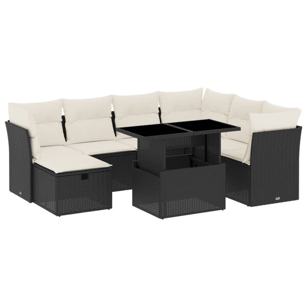 vidaXL Salon de jardin 8 Pièces avec coussins noir résine tressée