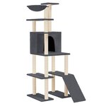 vidaXL Arbre à chat avec griffoirs en sisal Gris foncé 166 cm