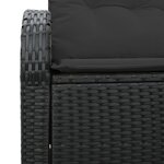 vidaXL Canapé de jardin 2 places avec coussins noirs en poly rotin