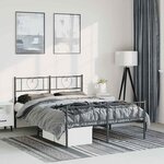 vidaXL Cadre de lit métal sans matelas avec pied de lit noir 150x200cm