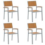 Chaises d'extérieur vidaXL 4 Pièces Empilables Grises en Bois d'Acacia Solide et Métal