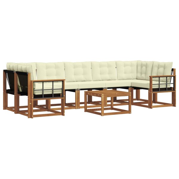 vidaXL Ensemble de canapés d'extérieur 8 pc Naturel et Crème