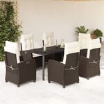 vidaXL Ensemble à manger de jardin et coussins 7 Pièces marron rotin