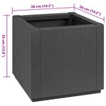 Jardinier vidaXL gris foncé 36x36x35 cm PP