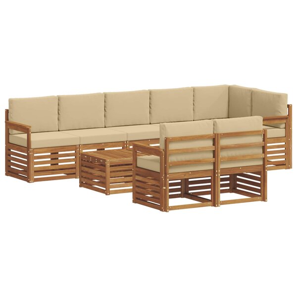 vidaXL Ensemble de canapés d'extérieur 9 pc Naturel et Beige Polyester