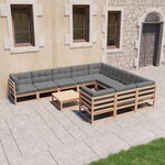 vidaXL Salon de jardin 11 Pièces avec coussins Bois de pin massif