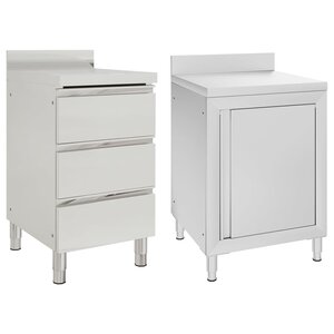 vidaXL Armoires de cuisine commerciale 2 Pièces Acier inoxydable