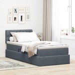 vidaXL Lit de rangement LED avec matelas Gris foncé 90 x 190 cm