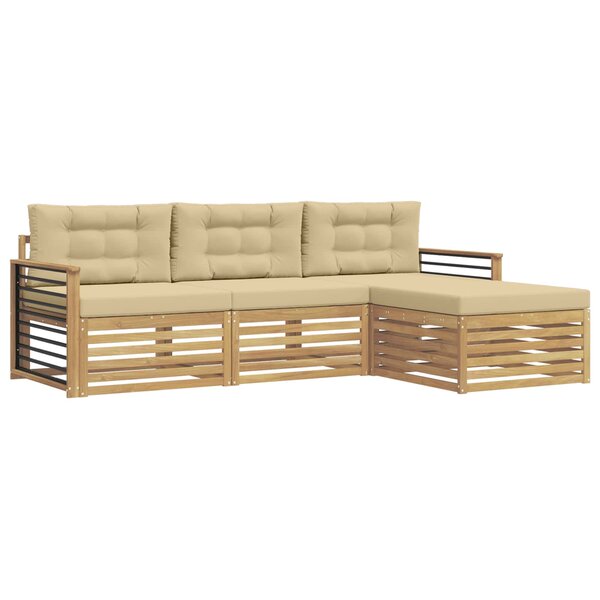 vidaXL Ensemble de canapés d'extérieur 4 pc Blanc et Beige Polyester
