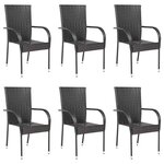 vidaXL Chaises empilables d'extérieur lot de 6 Résine tressée Marron